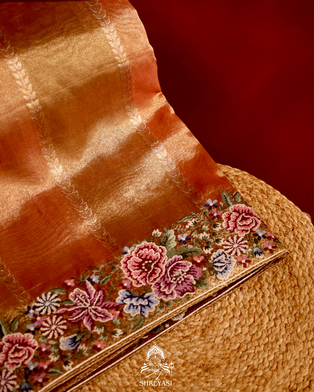Banarasi Tissue Silk Saree with Petit Point Embroidery