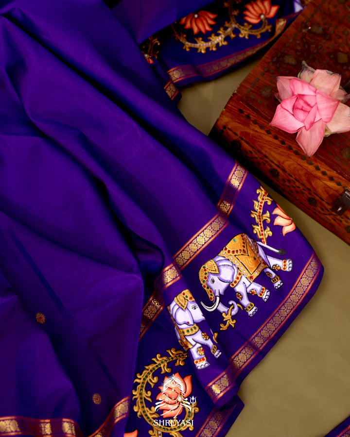 Kanjivaram Silk Saree with Real Zari and Tanjore Artwork