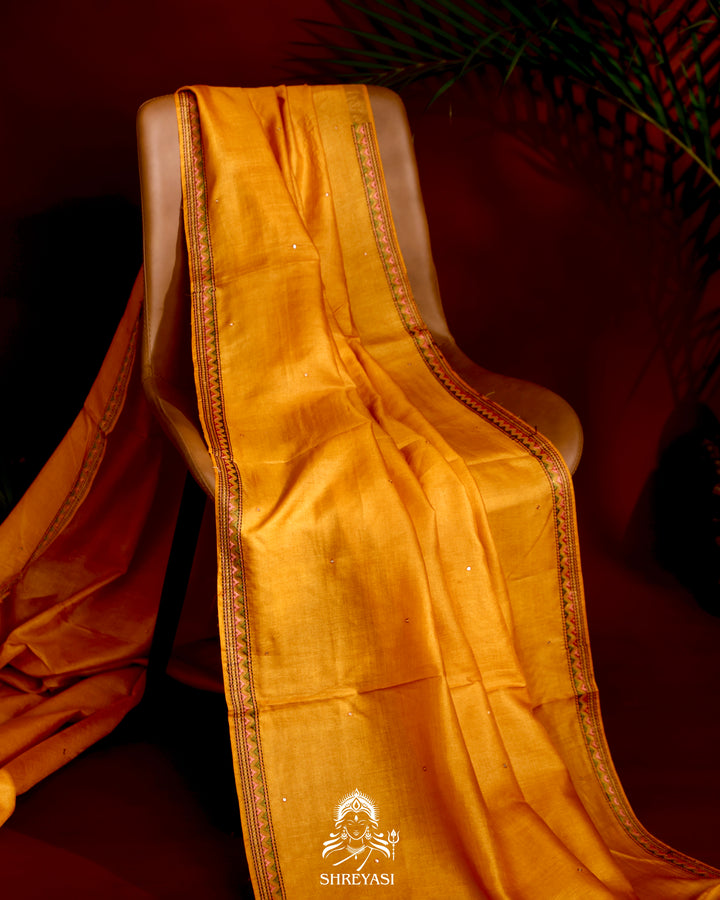 Tussar Silk Saree with Kantha Embroidery