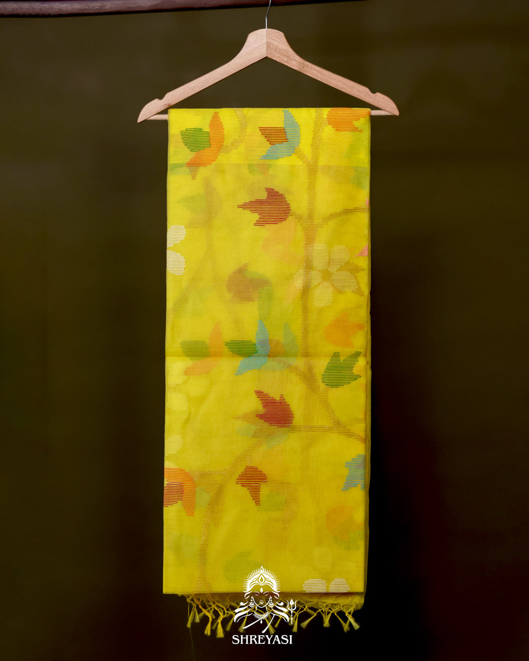 Handloom Pure Muslin Jamdani Saree in Full Jaal Needle Weaving