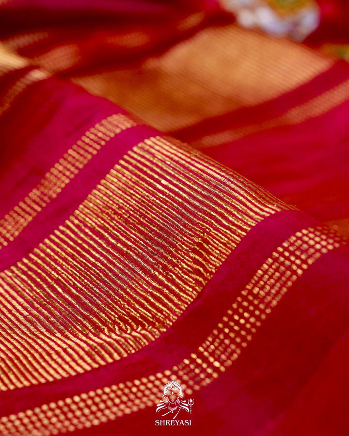 Handloom Pure Kanjivaram Silk Sarees with Real Zari and Hand Painted Tanjore Art