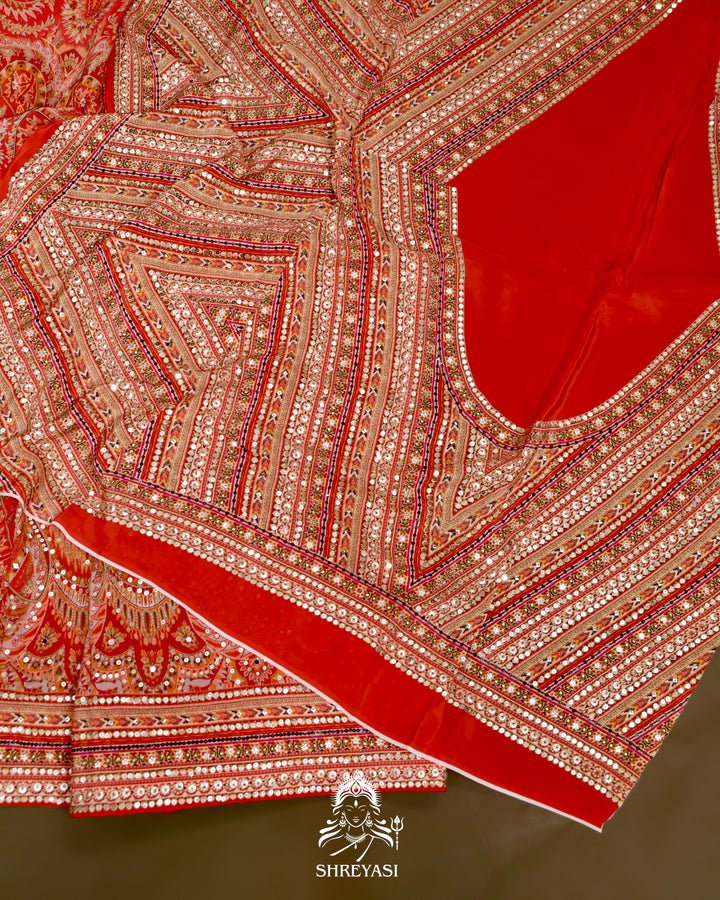 Crepe Silk Saree with Heavy Hand Embroidery