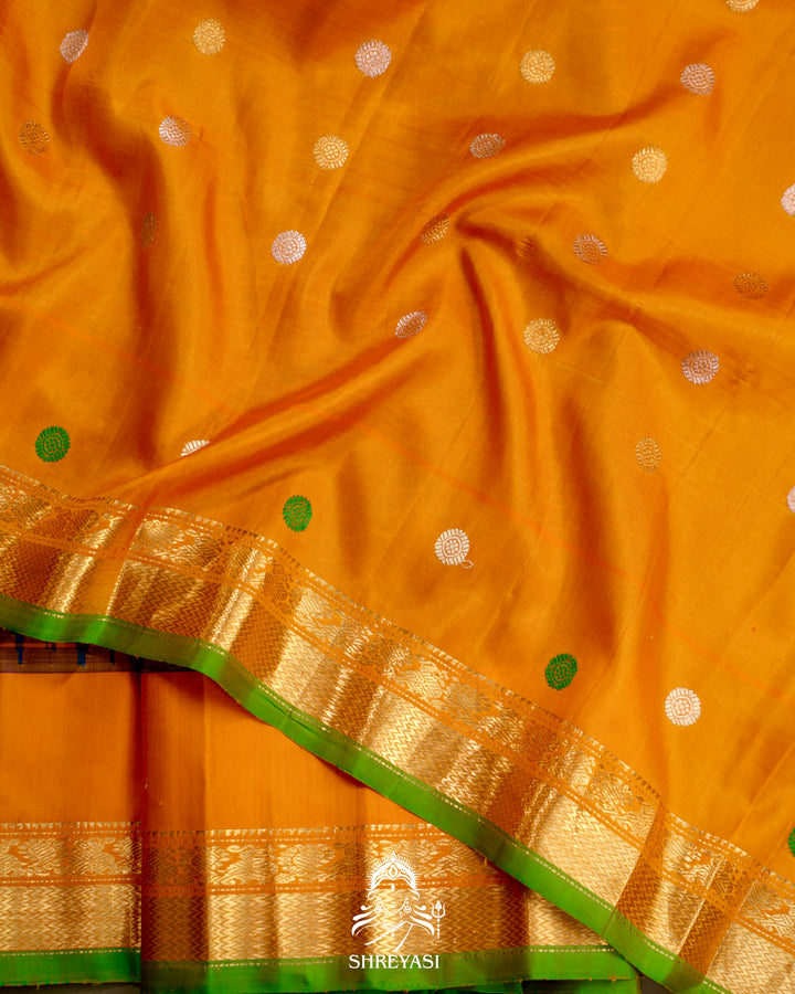 Handloom Pure Gadwal Silk Saree
in Kuttu Weaving and Rich Zari Pallu