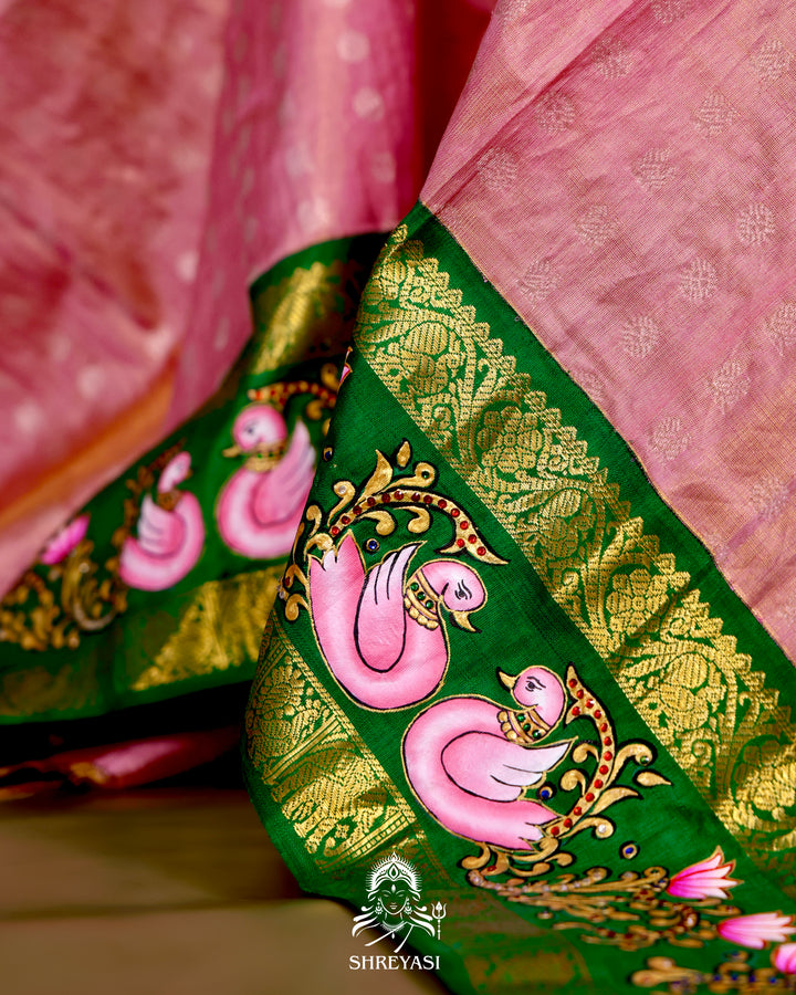 Kanjivaram Silk Saree with Real Zari and Tanjore Artwork