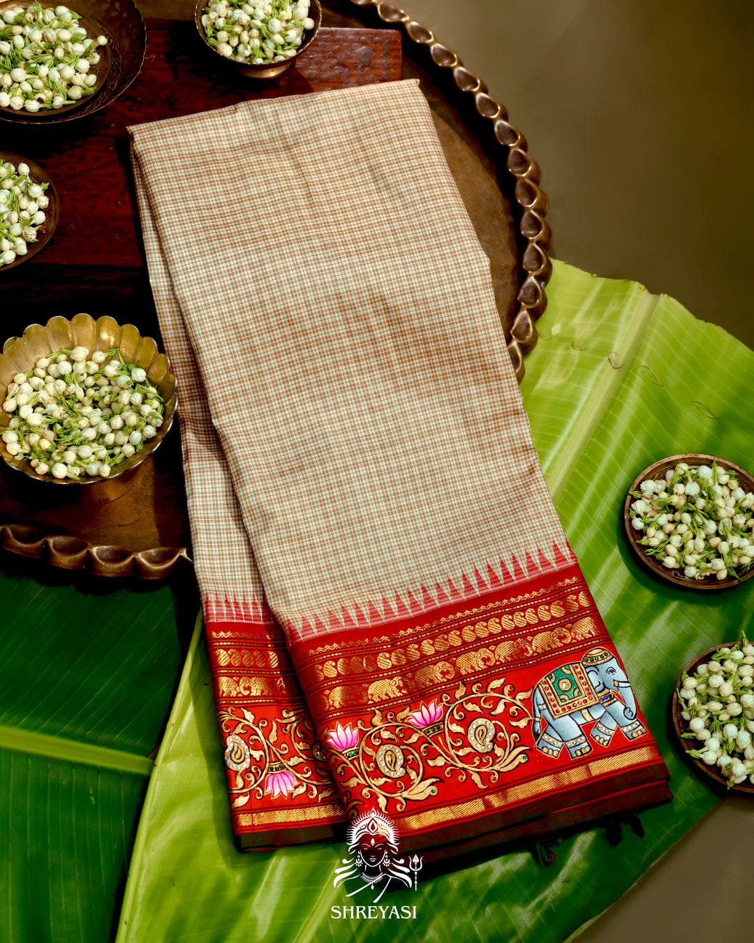 Kanjivaram Silk Saree with Tanjore Artwork