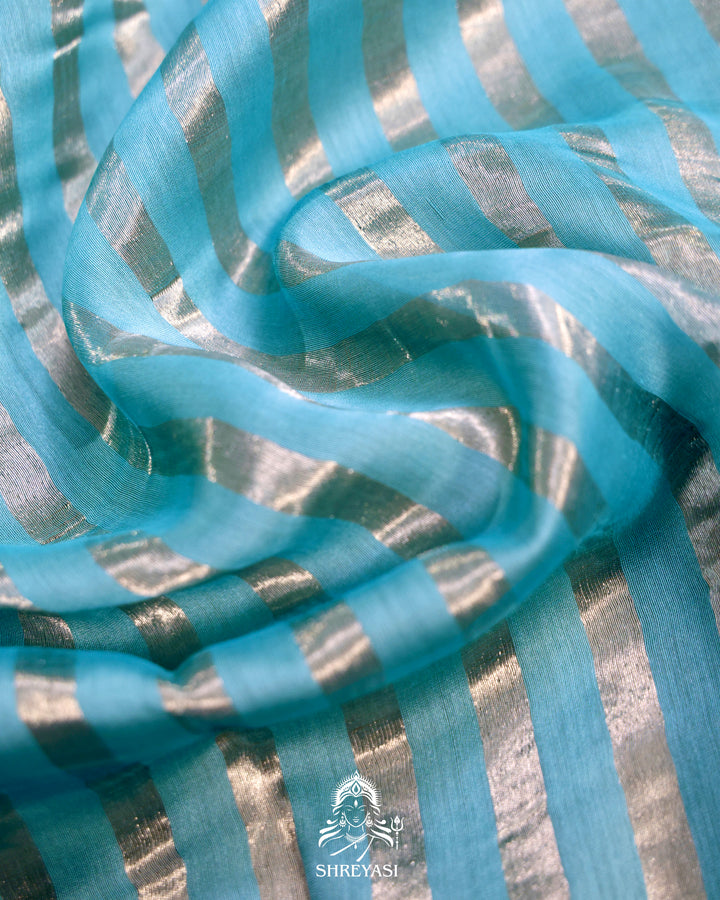Chanderi Tissue Silk Saree with Pita Embroidered Borders and Gota Patti Embroidered Floral Blouse
