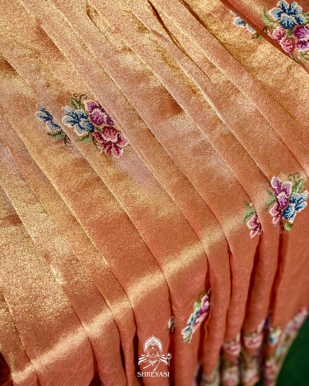 Banarasi Tissue Silk Saree with Petit Point Embroidery