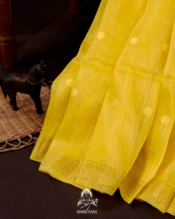 Handloom Pure Linen Saree with Zari Border