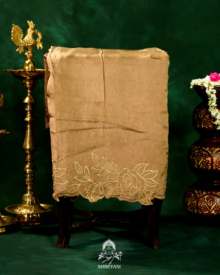 Handloom Pure Banarasi Crushed Tissue Silk Saree with Appliqué Borders