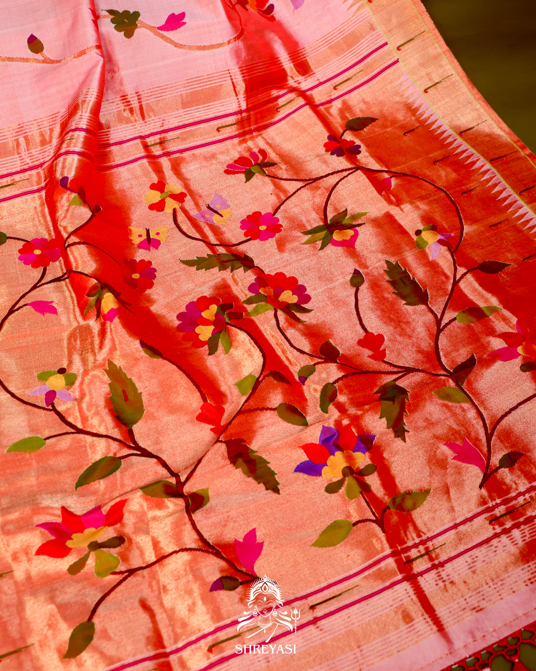 All-Over Paithani Silk Saree with Zari Pallu