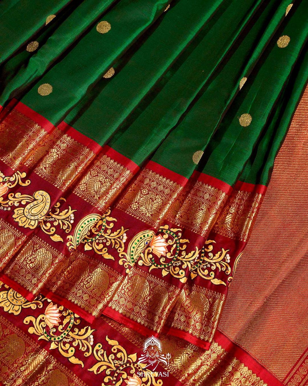 Handloom Pure Kanjivaram Silk Sarees with Real Zari and Hand Painted Tanjore Art