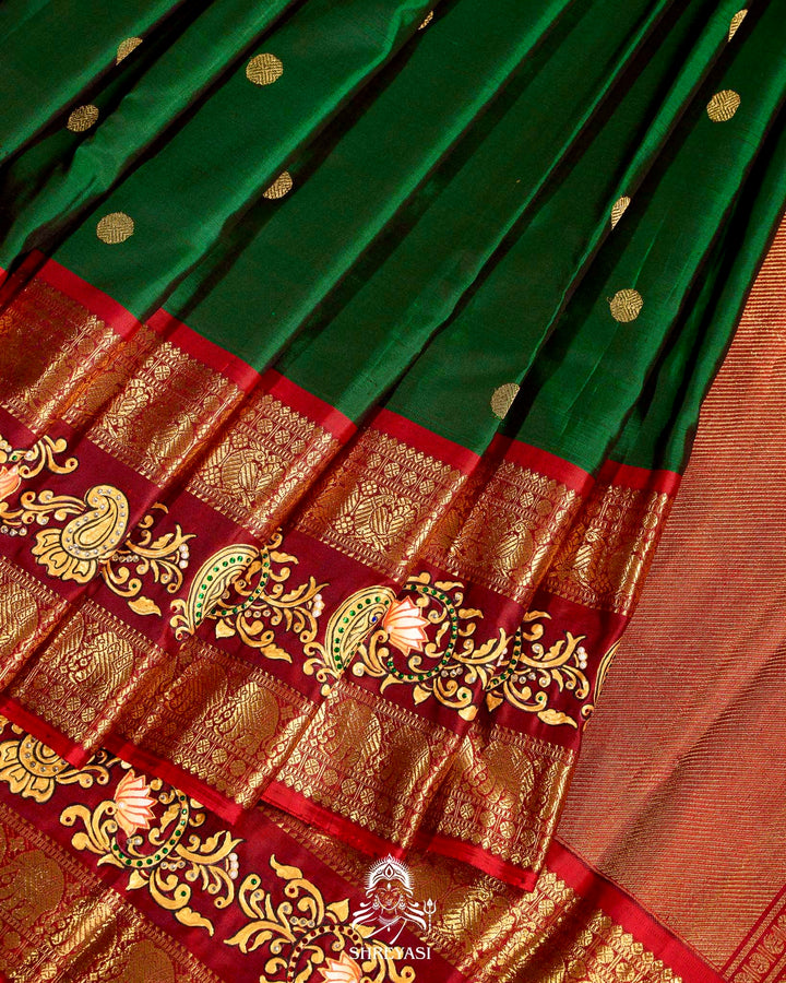 Handloom Pure Kanjivaram Silk Sarees with Real Zari and Hand Painted Tanjore Art