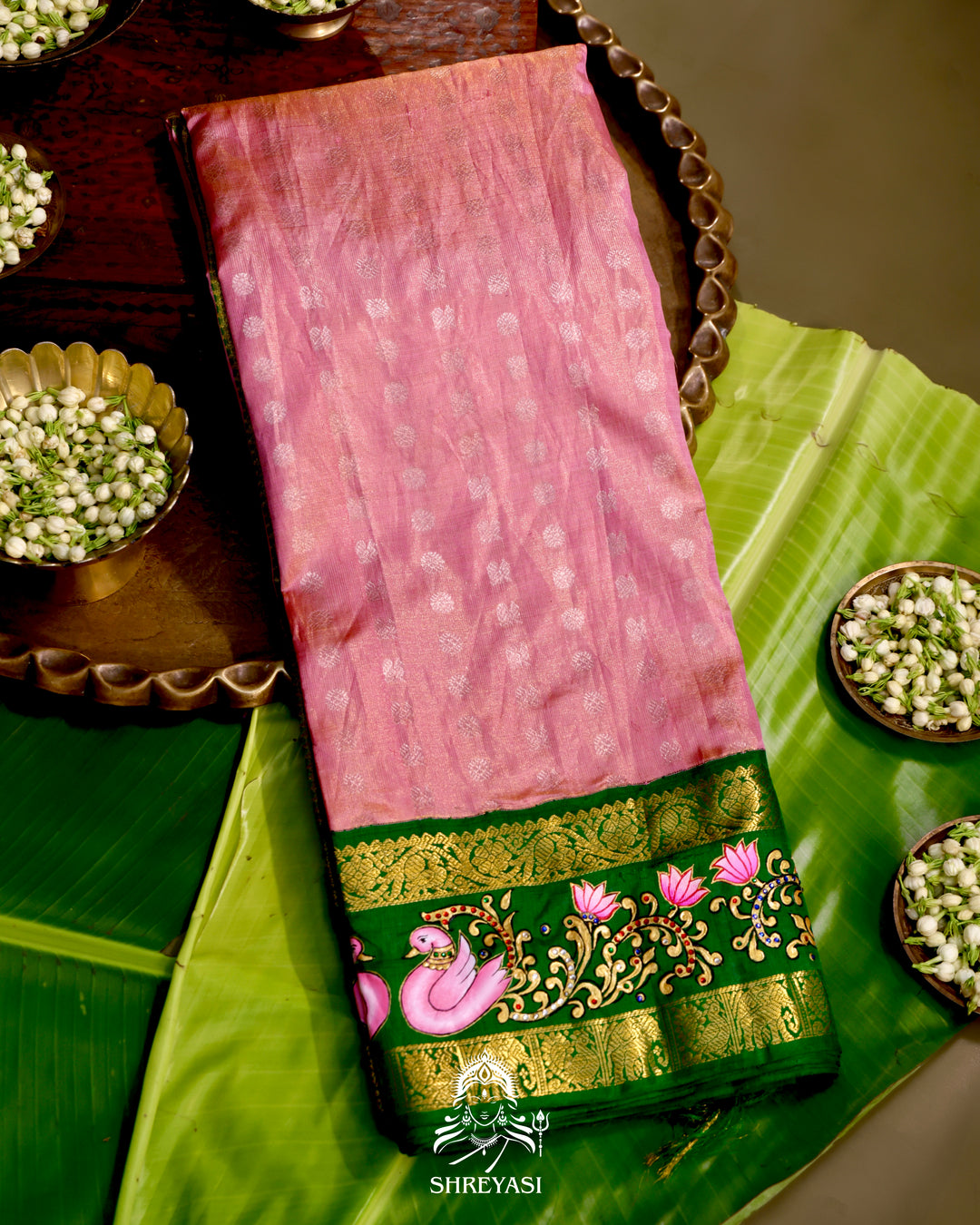 Kanjivaram Silk Saree with Real Zari and Tanjore Artwork