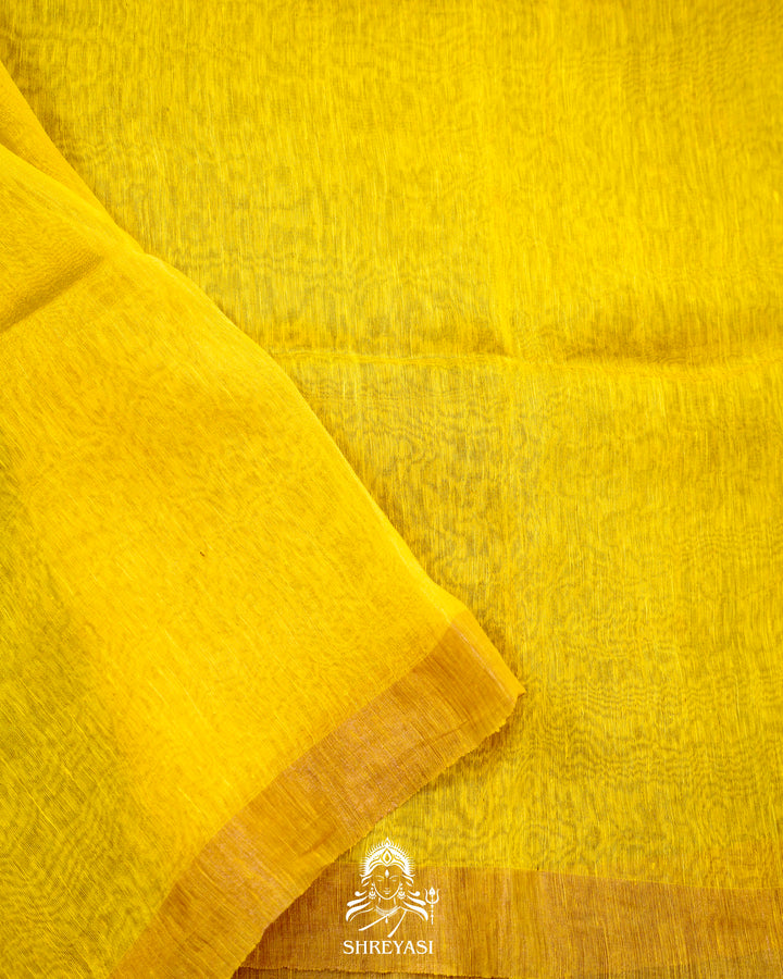 Handloom Silk Linen Jamdani Saree with Tissue Paithani Pallu