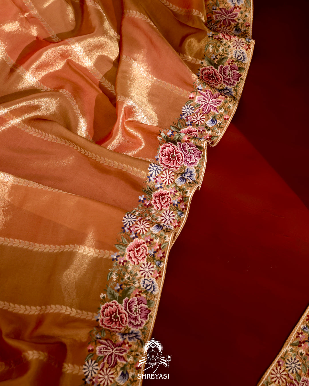Banarasi Tissue Silk Saree with Petit Point Embroidery
