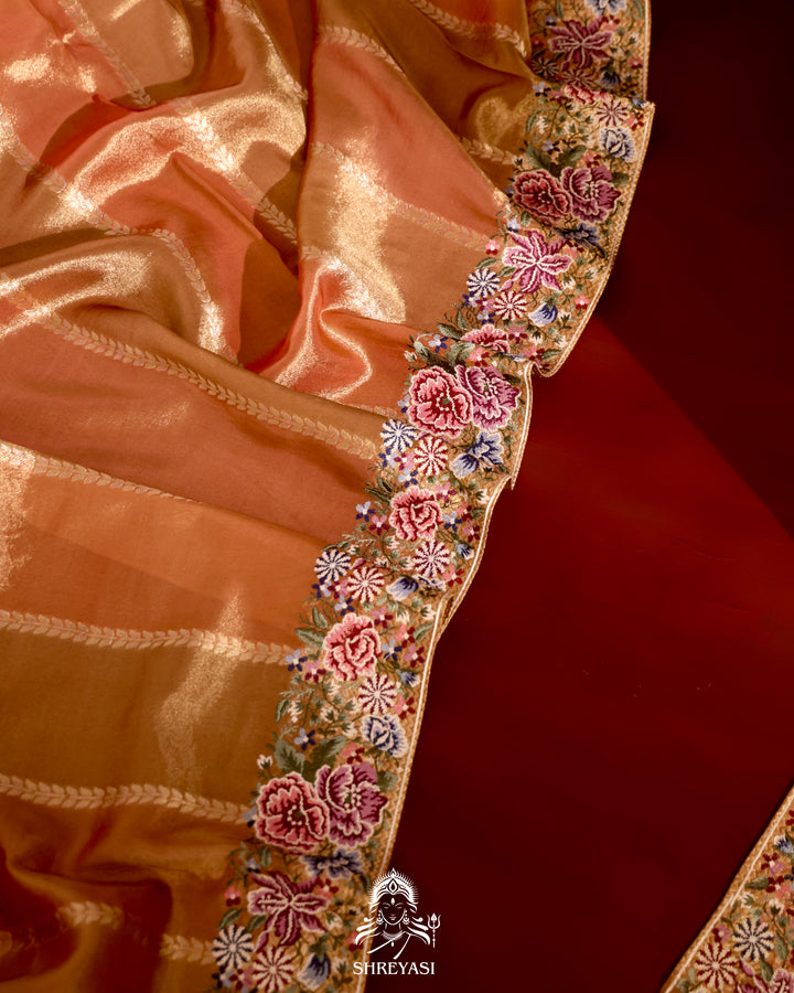 Banarasi Tissue Silk Saree with Petit Point Embroidery