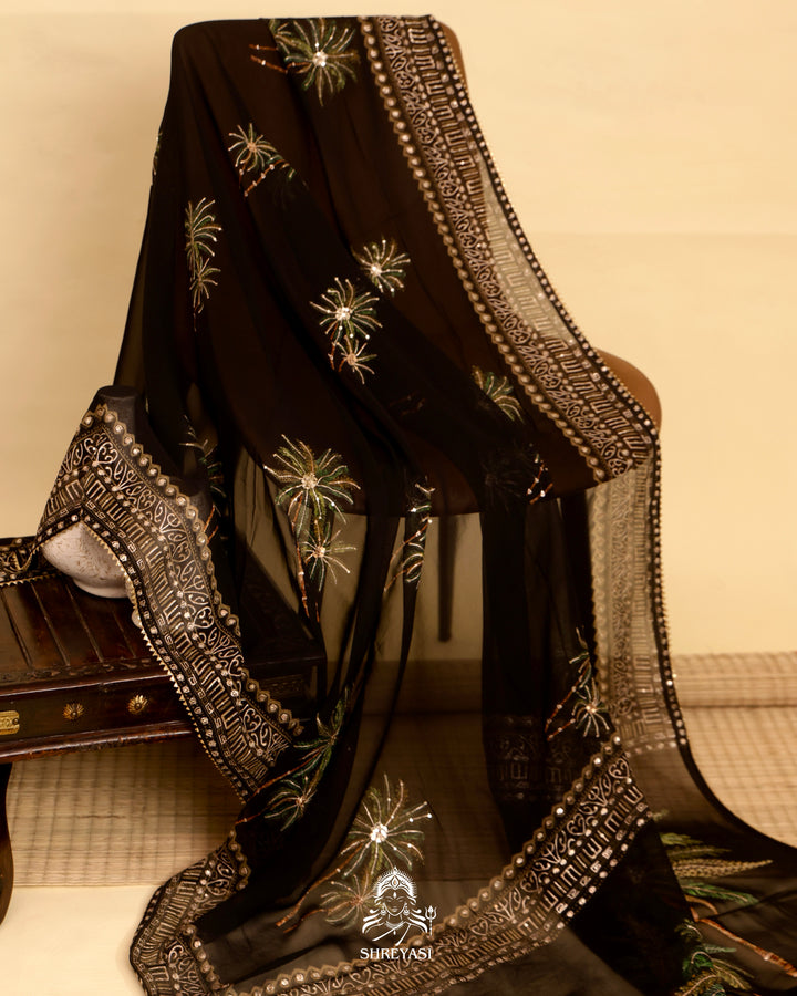 Embroidered Georgette Saree