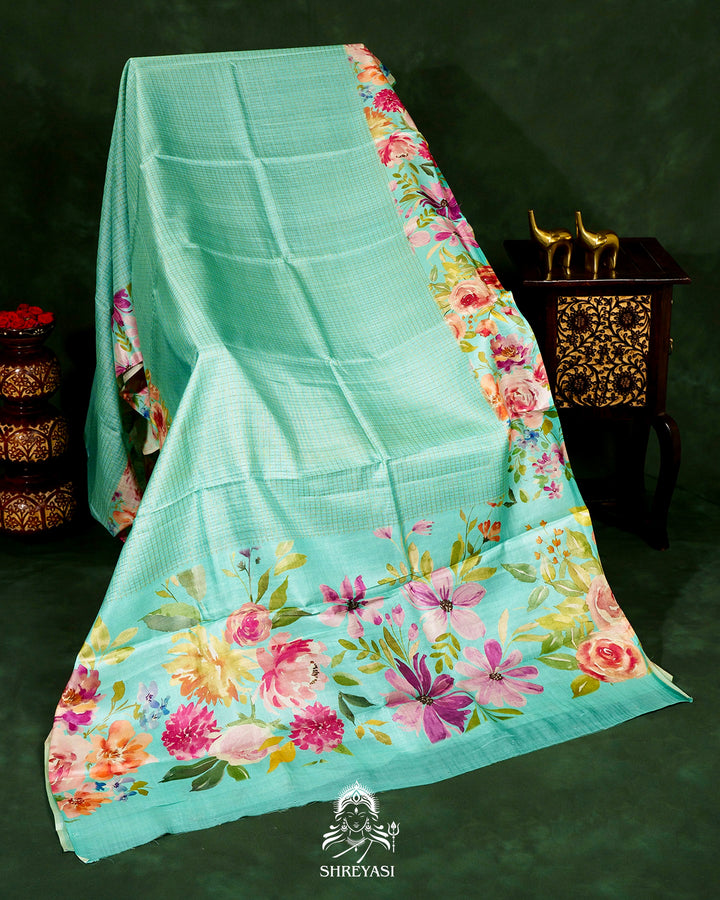 Handloom Pure Desi Tussar Silk Saree with Digital Floral Print