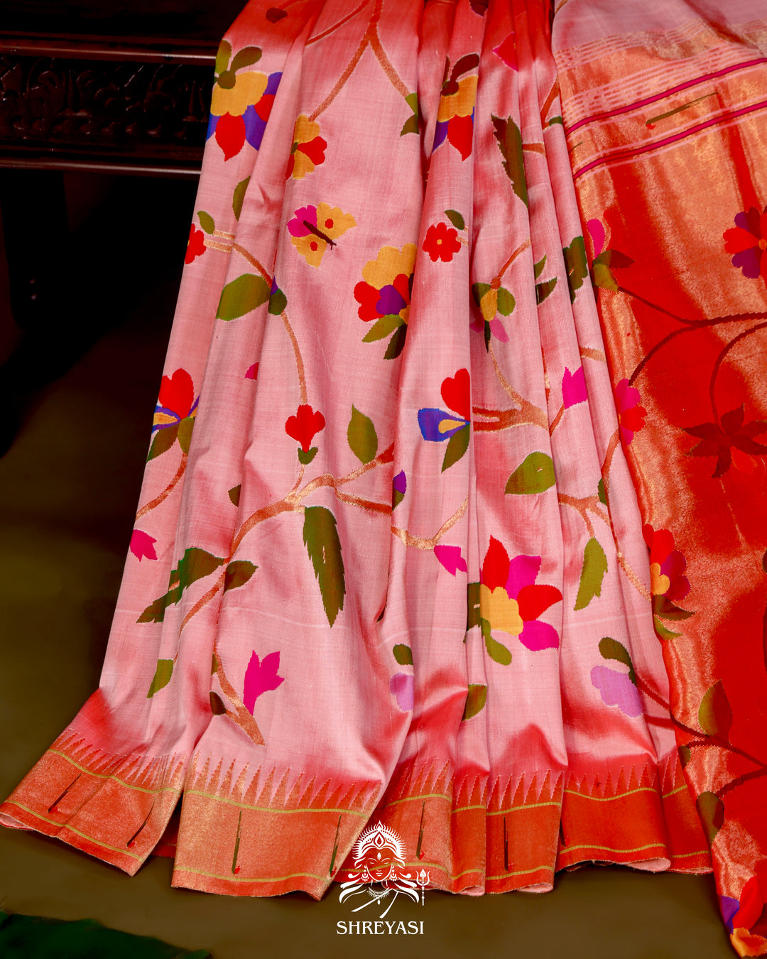 All-Over Paithani Silk Saree with Zari Pallu