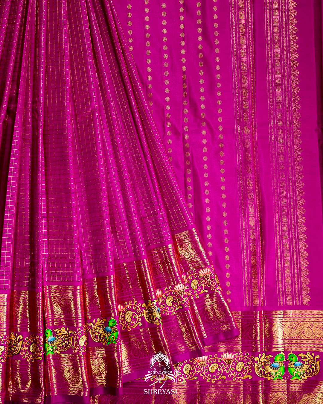 Handloom Pure Kanjivaram Silk Sarees with Real Zari and Hand Painted Tanjore Art