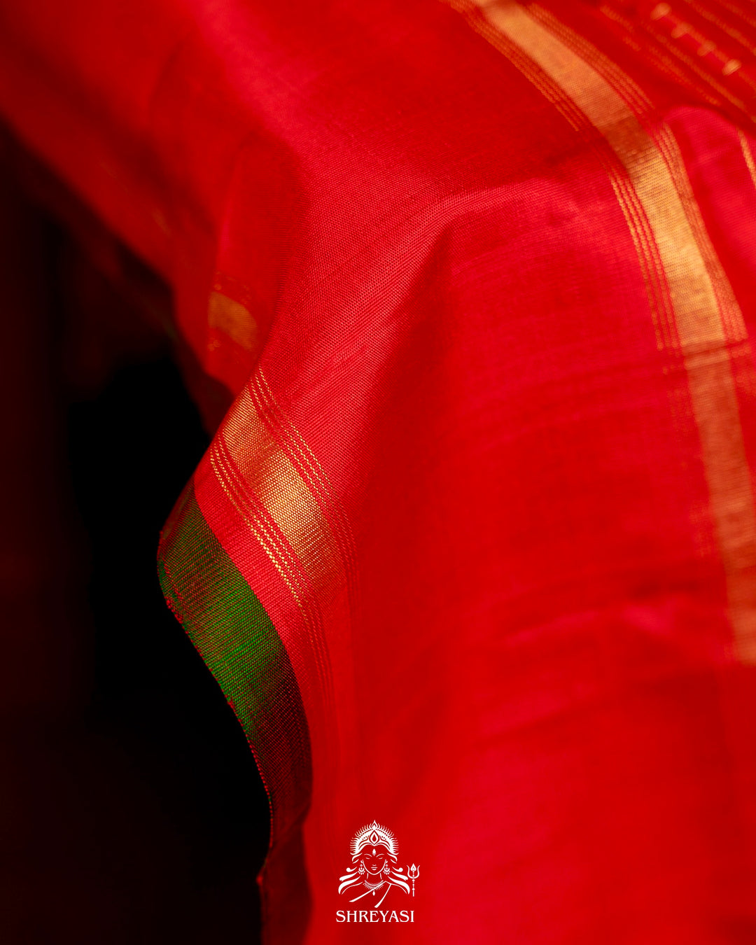 Handloom Pure Gadwal Silk Saree in Crimson Red with Gold Zari Checks