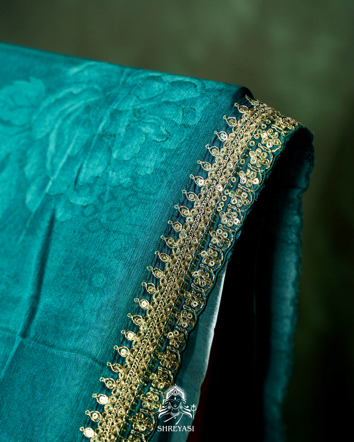 Floral Crepe Chiffon Saree with Embroidered Borders