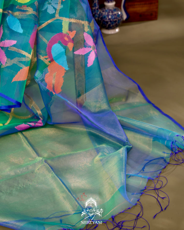 Muslin Jamdani Saree with Full Jaal Needle Weaving