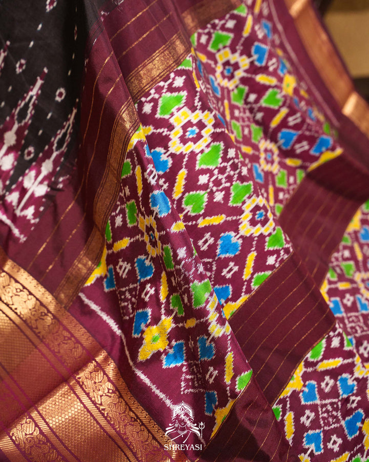 Handloom Pure Pochampally Ikkat Silk Saree with Kanchi Border