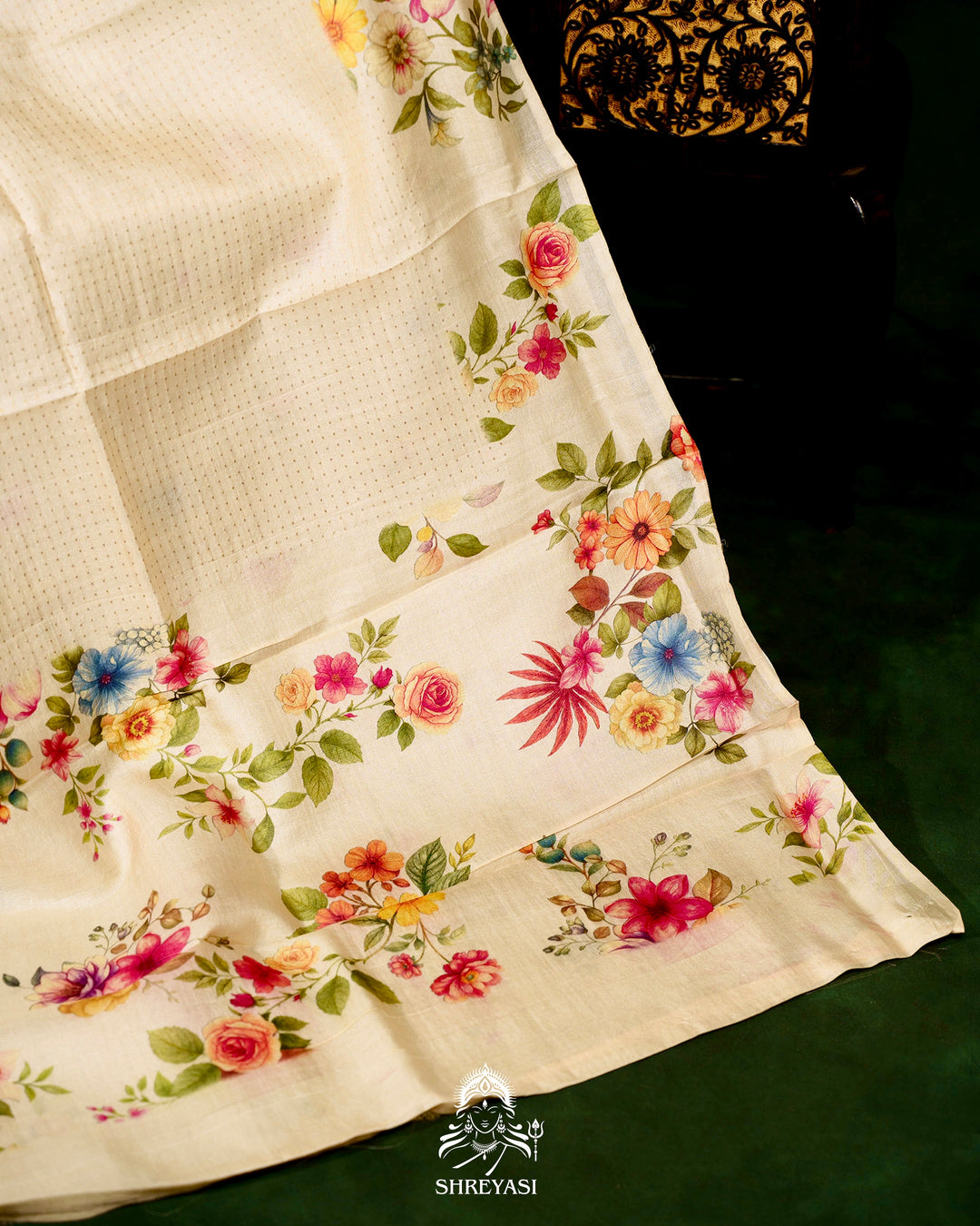 Handloom Pure Desi Tussar Silk Saree with Digital Floral Print