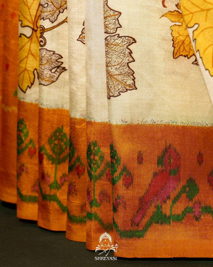 Handloom Pure Pochampally Ikkat Silk Saree with Digital Print