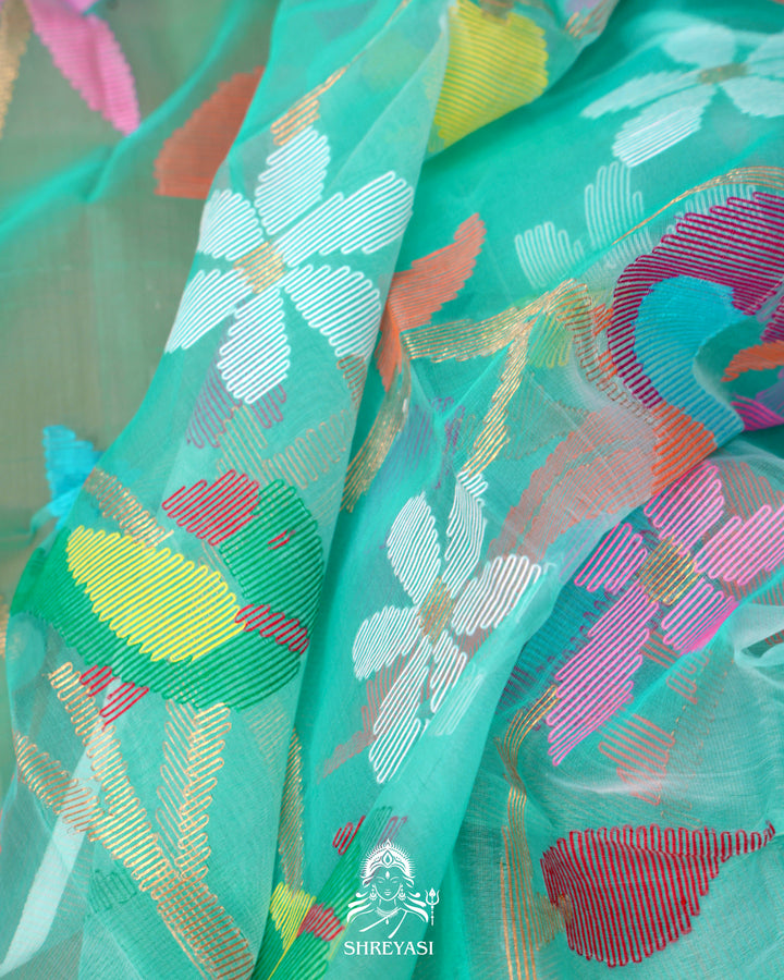 Muslin Jamdani Saree with Full Jaal Needle Weaving