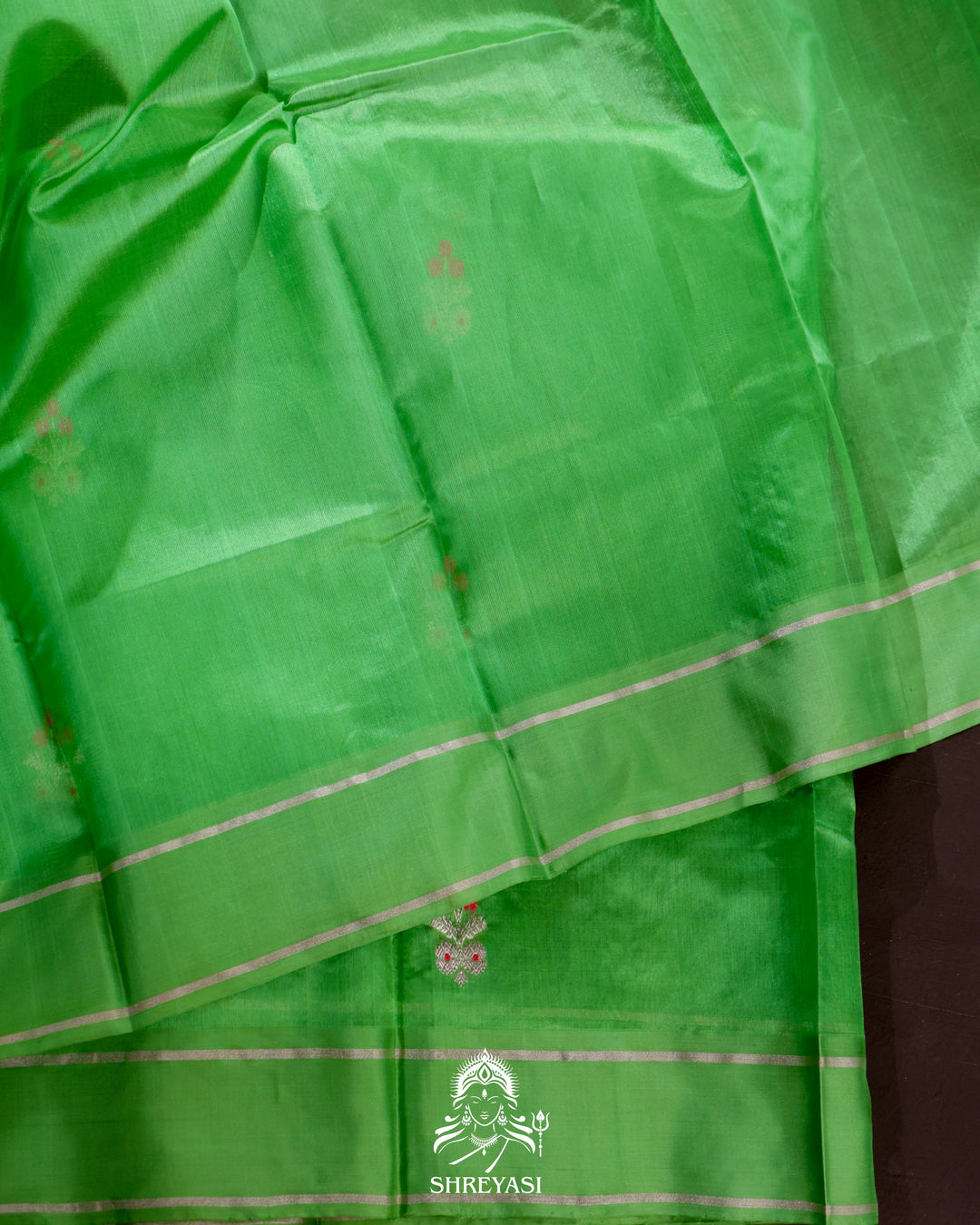 Handloom Pure Chanderi Soft Pattu Silk Saree with Meenakari Bhutis
