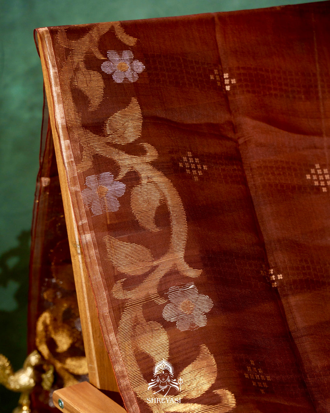 Handloom Pure Double Thread Muslin Jamdani Saree with Sona Rupa Zari & Sequence Weaving