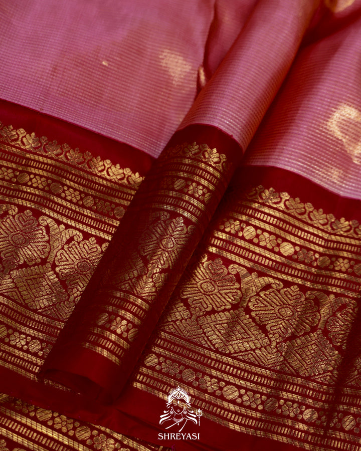 Handloom Pure Kanjivaram Tissue Silk Saree in Vairoosi Weaving with Real Zari