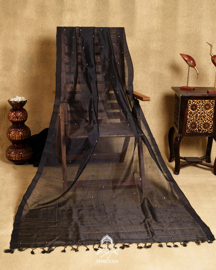 Handloom Pure Mangalagiri Silk Sarees with Mirror Work & Embroidery | Pen Kalamkari Blouse