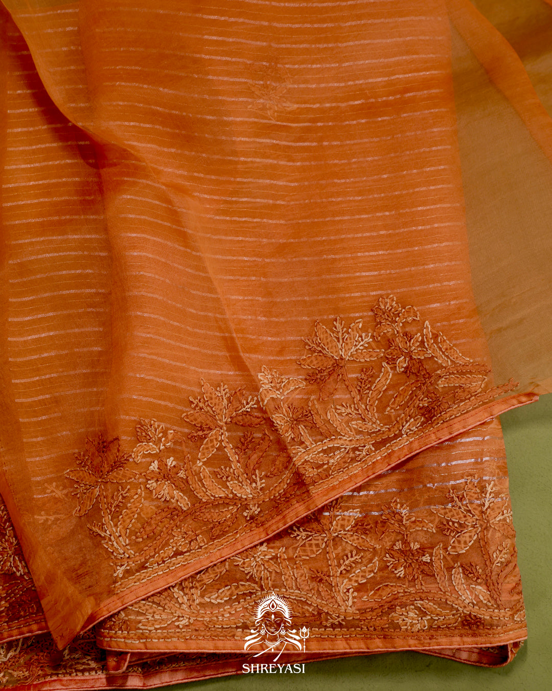 Pure Organza Silk Saree with Hand Embroidered Chikankari