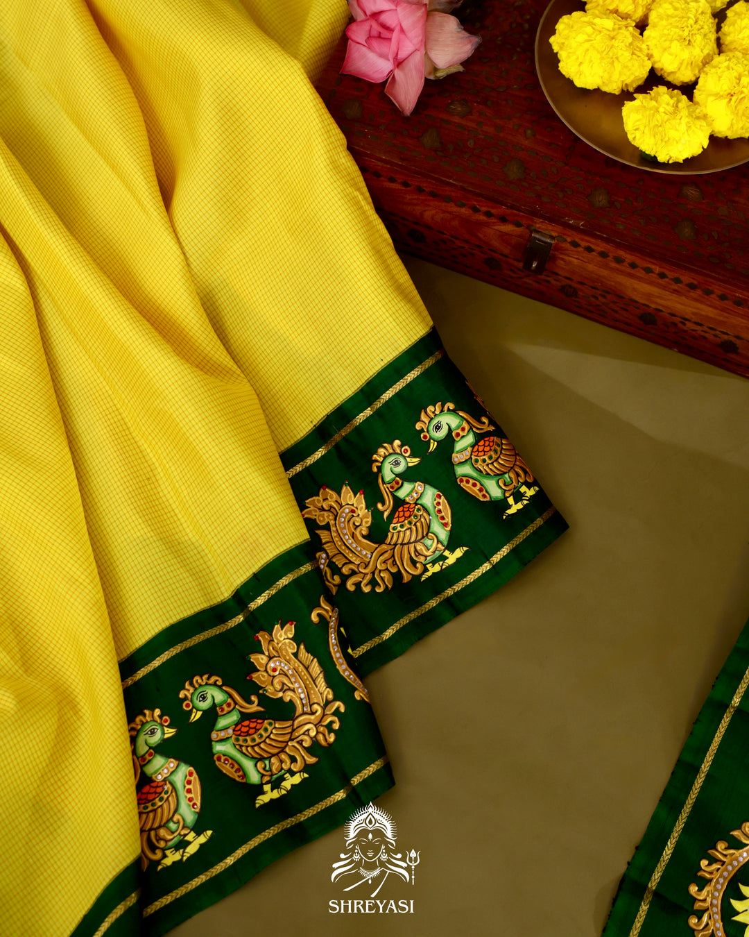 Kanjivaram Silk Saree with Real Zari and Tanjore Artwork