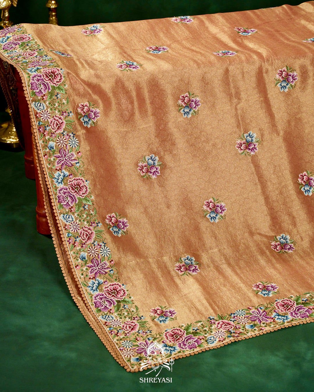 Banarasi Tissue Silk Saree with Petit Point Embroidery