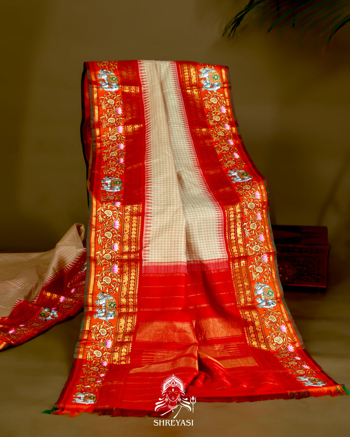 Kanjivaram Silk Saree with Tanjore Artwork