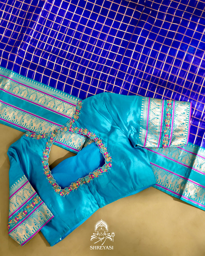 Banarasi Kora Silk Saree with Katan Kadiyal Border in Kadhwa Weaving