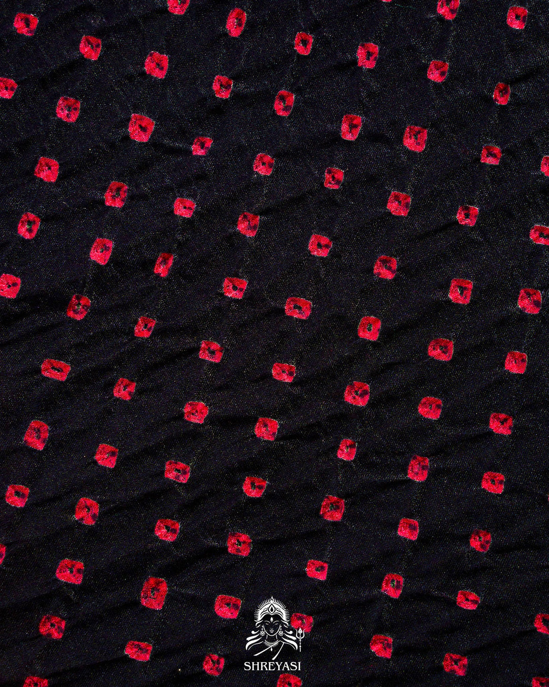 Handloom Pure Gaji Silk Saree with Hand-Knotted Bandhej, Gharchola Pallu & Heavy Gota Patti Embroidery