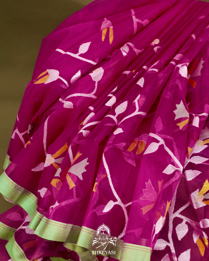 Muslin Jamdani Saree with Full Jaal Weaving