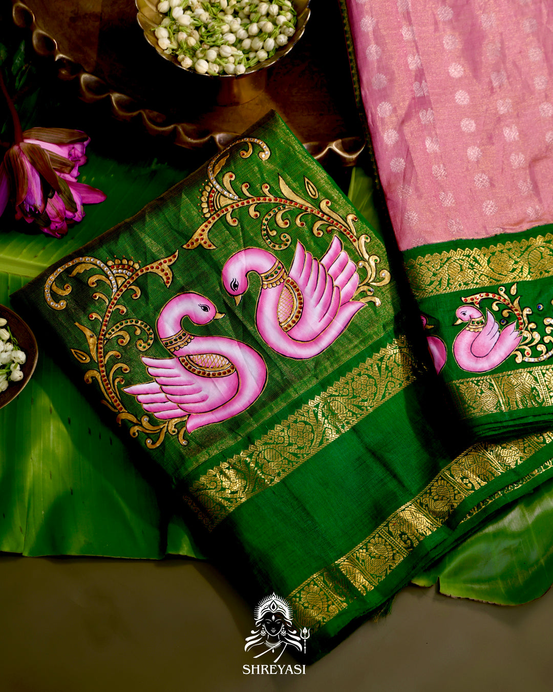 Kanjivaram Silk Saree with Real Zari and Tanjore Artwork
