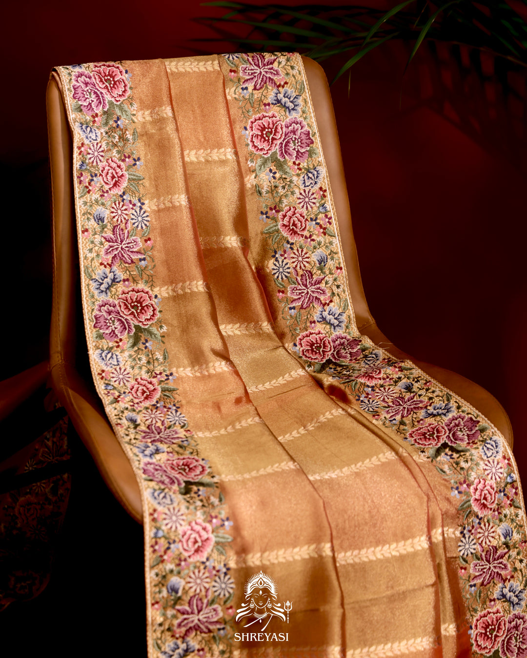 Banarasi Tissue Silk Saree with Petit Point Embroidery