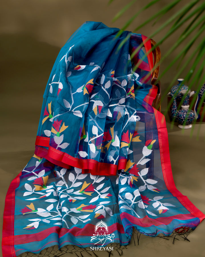 Muslin Jamdani Saree with Full Jaal Weaving