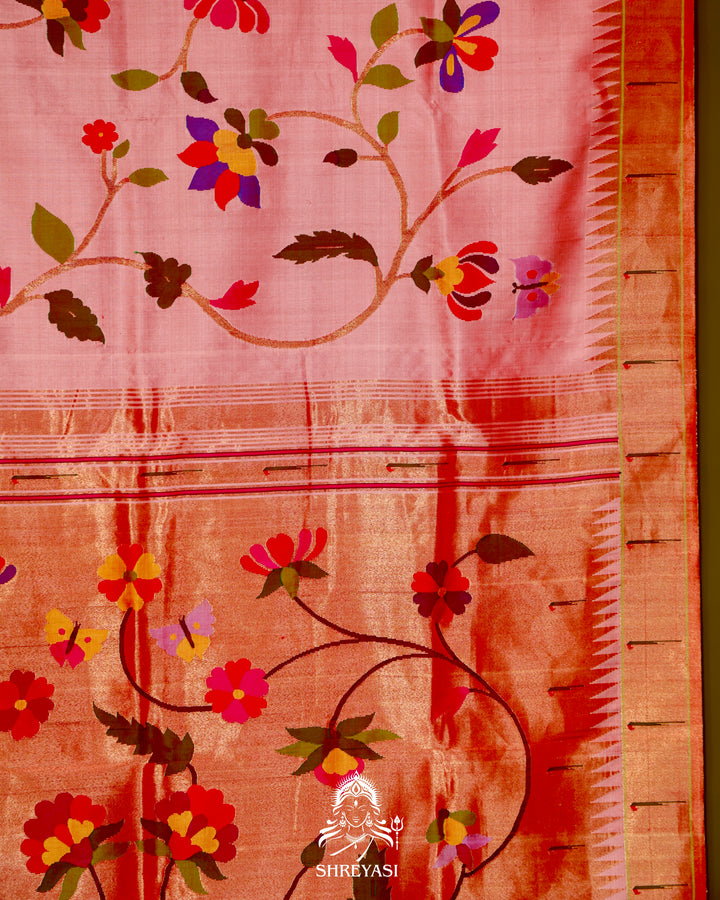 All-Over Paithani Silk Saree with Zari Pallu