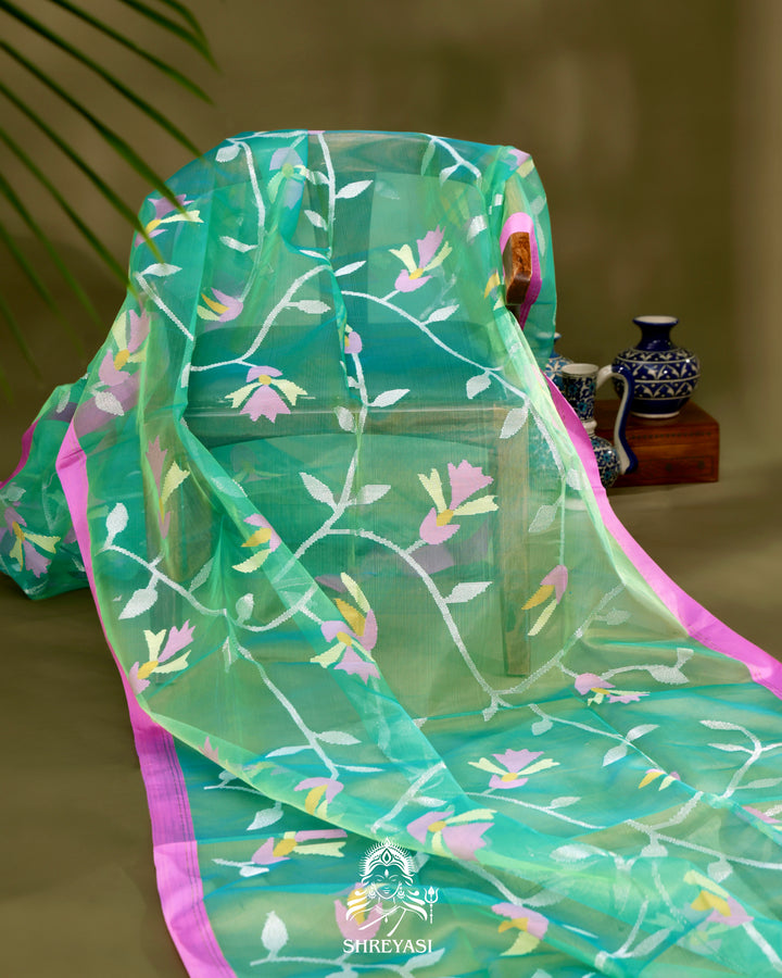 Muslin Jamdani Saree with Full Jaal Weaving