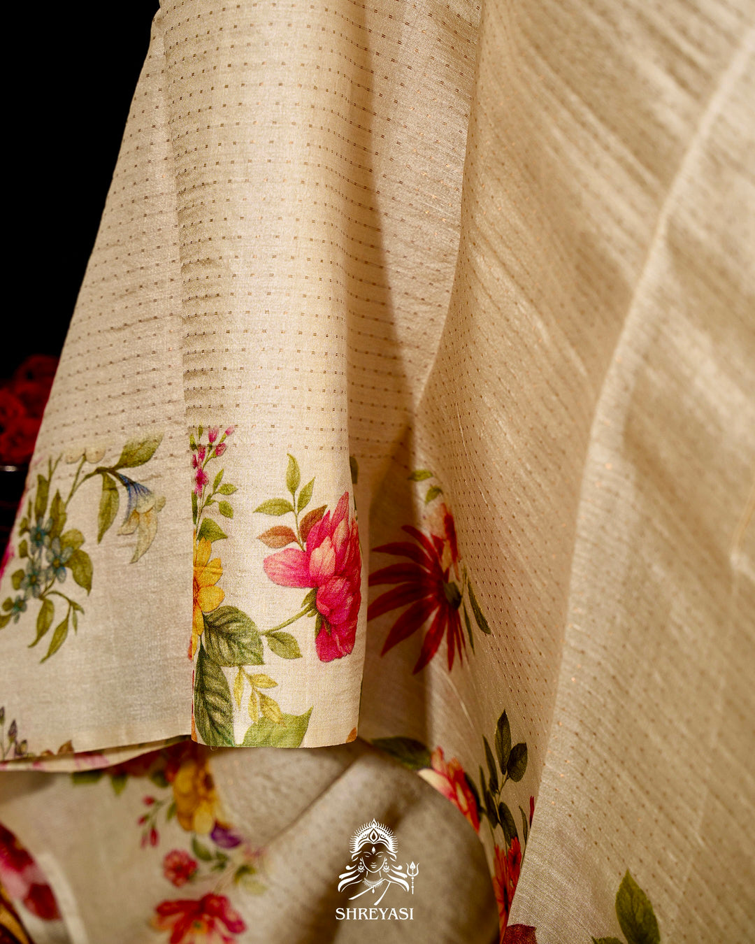 Handloom Pure Desi Tussar Silk Saree with Digital Floral Print