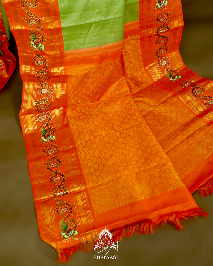 Kanjivaram Silk Saree with Tanjore Artwork