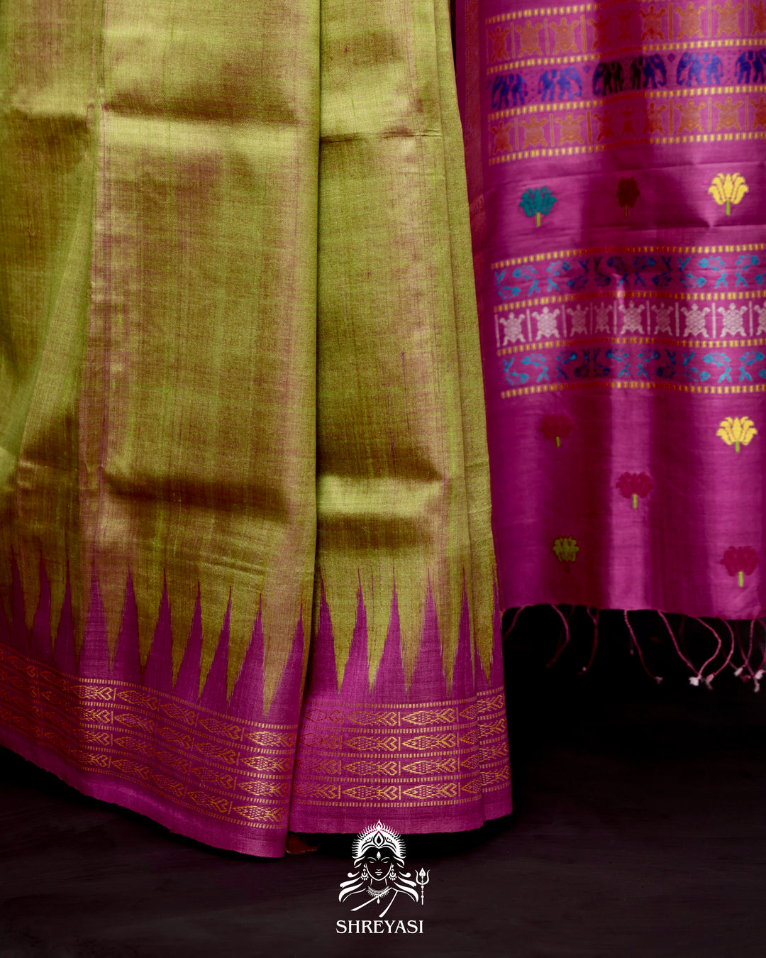 Gopalpur Tussar Silk Saree with Macchha Daanta Border